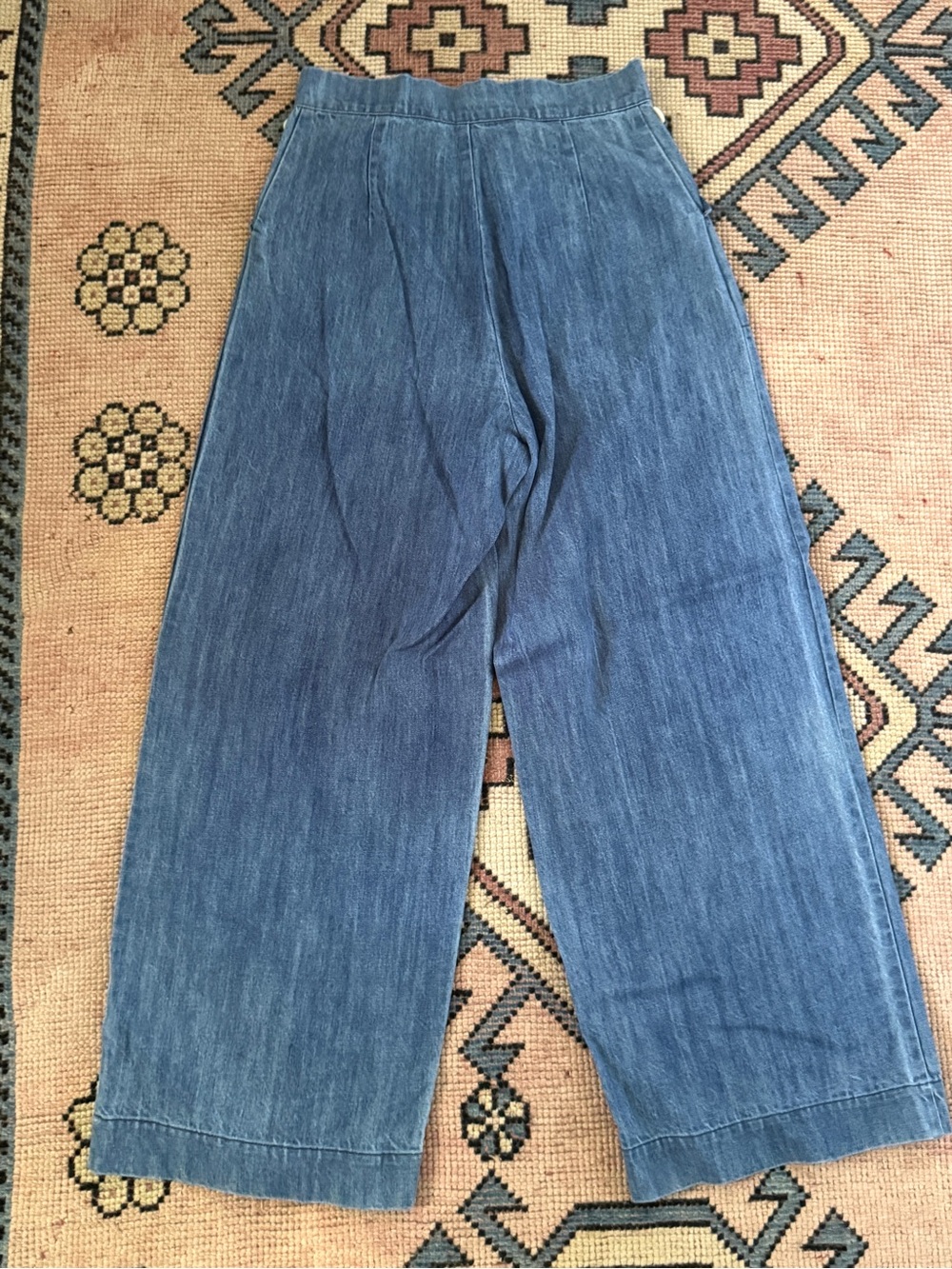 Ilana Kohn NWOT Chambray Wide Leg Crop Pants High Rise Size 8 - Picture 3 of 5
